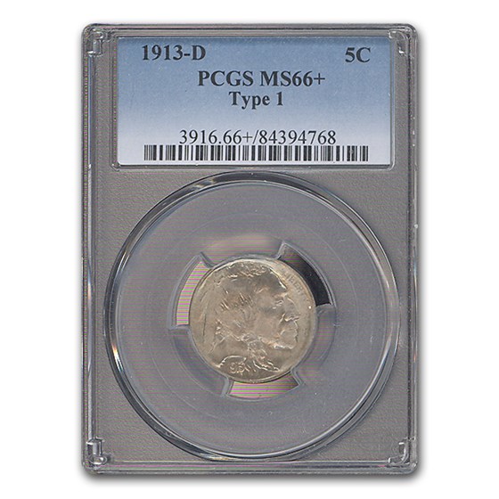 1913-D Buffalo Nickel Type-I MS-66+ PCGS 1913-D Buffalo Nickel Type-I MS-66+ PCGS